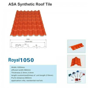 Royal1050 Nieuwe ASA kunsthars dakpannen dakplaat fabriek verkopen